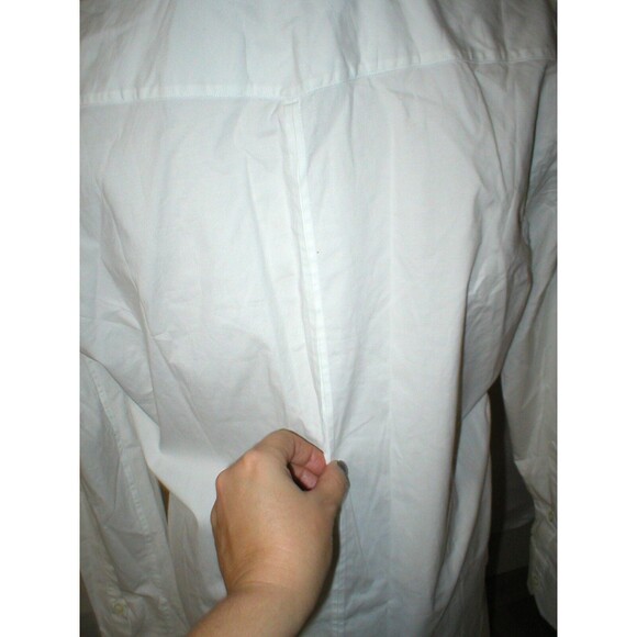 NWT New Womens L Designer PORT 57 White Top Blouse Button Down Dress Italy LS - Picture 9 of 11